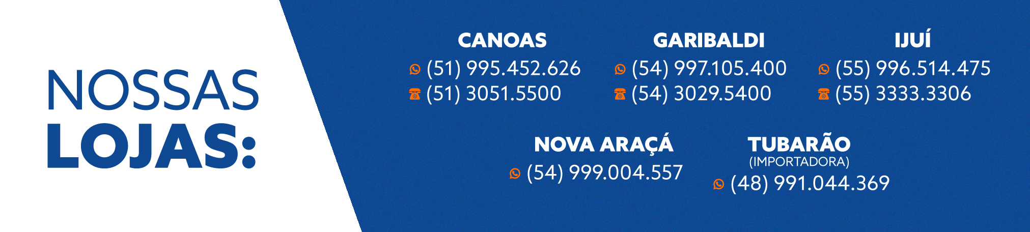 Nossas lojas - Telefones