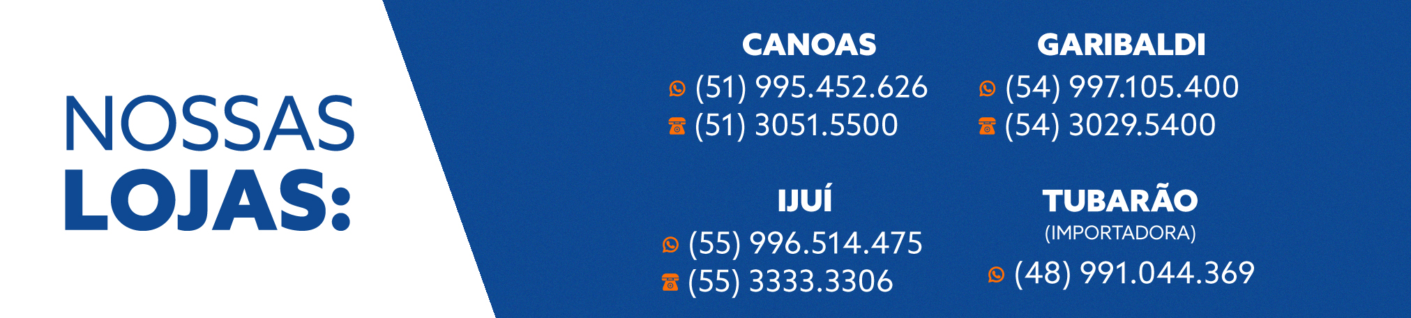 Nossas lojas - Telefones